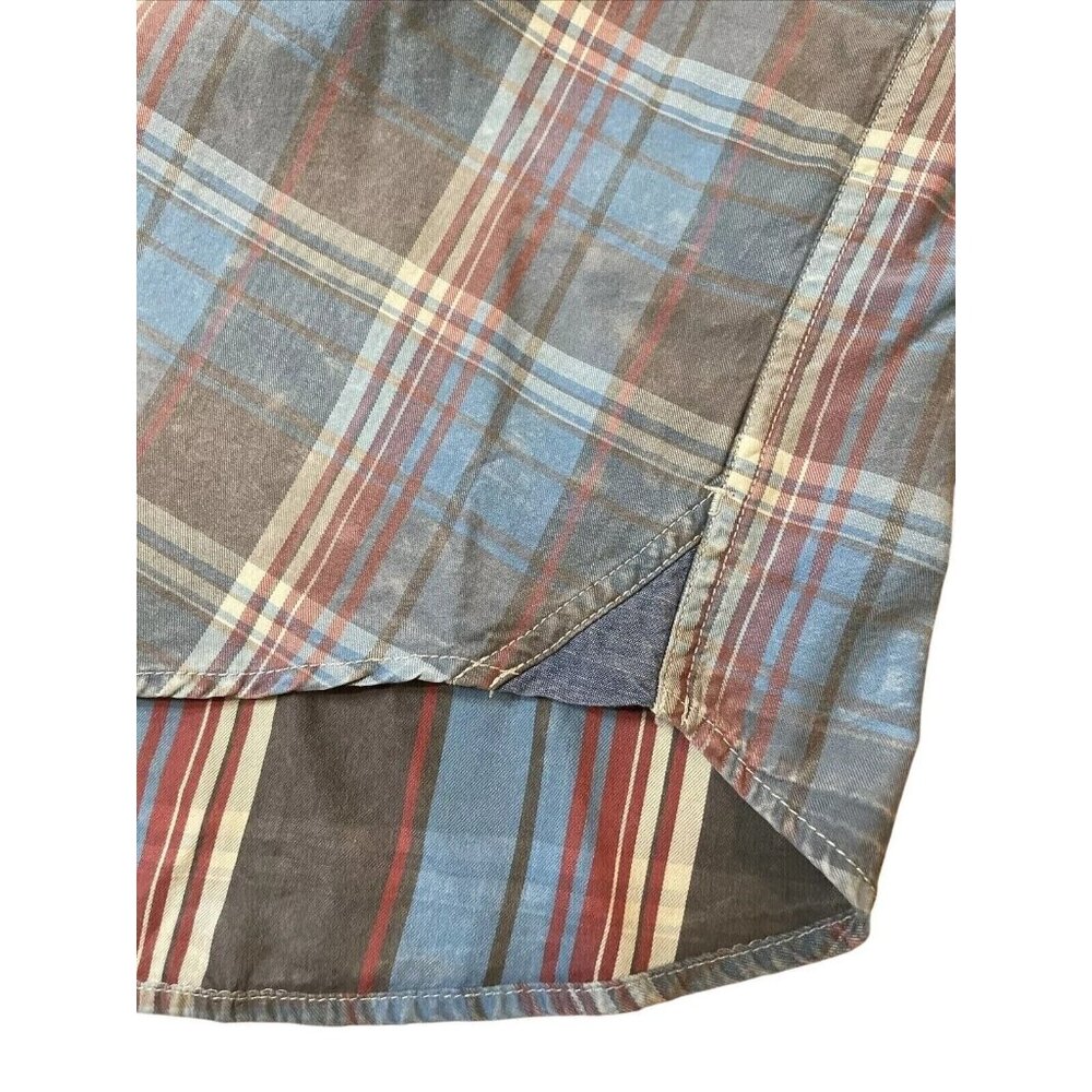 Tommy Bahama Men's XLT Fog Gray Distressed Fresno Plaid Reverse Print Shirt - Picture 5 of 10